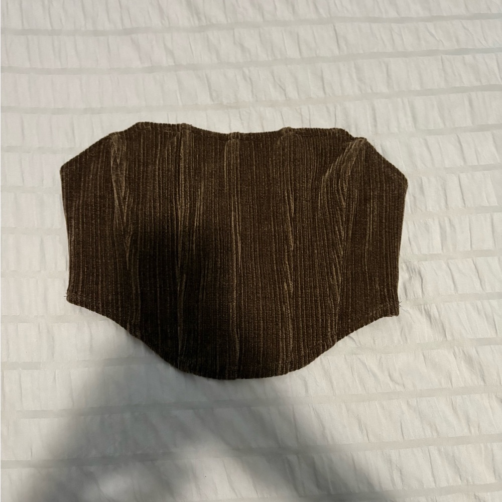 SHEIN Brown Ribbed Knit Top